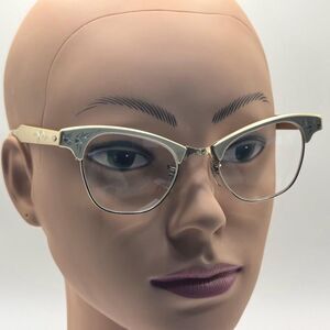 Vintage Artcraft Glasses Aluminum Gold Cat Eye New Clear Lenses | 1950s Eyewear
